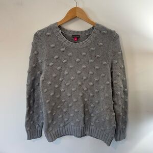 Vince Camuto Popcorn-Stitch Knit Crewneck Sweater, Grey, Sz L, NWT